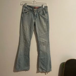 light blue wash Levi flare jeans